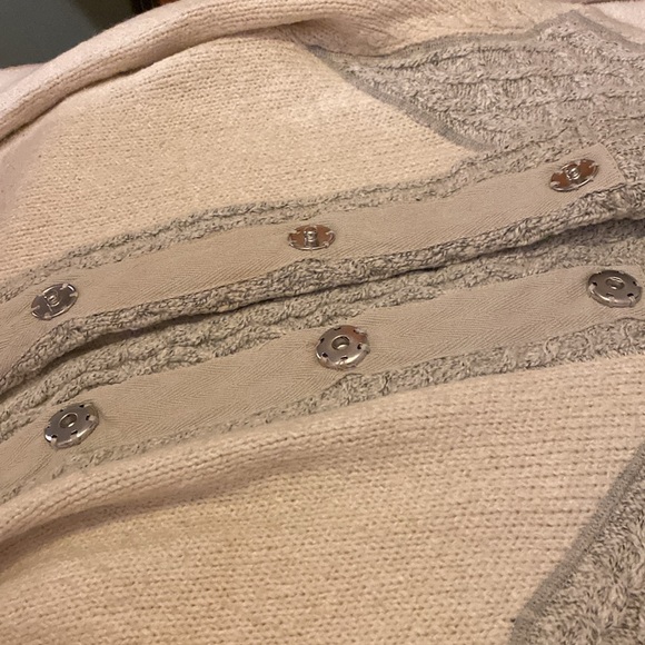 Prana long cardigan, off-white with gray trim - Picture 6 of 13